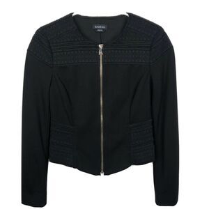 Bebe Black Full Zip Textured Long Sleeve Crop Stretch Jacket Womens Size 4